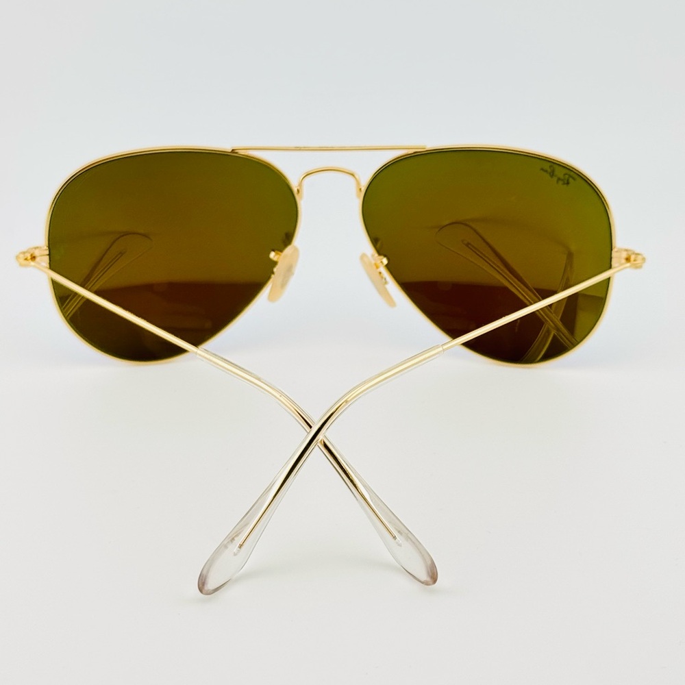 Ray-Ban Aviator Sunglasses RB3025 Gold Matte Frame with Blue Crystal Lens UNISEX - Picture 12 of 15